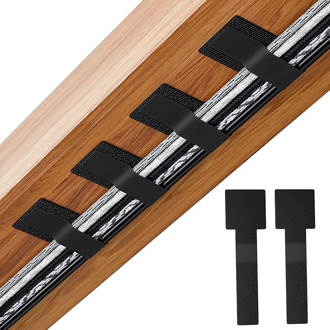 Adhesive Wire Management, 100pcs Hook and Loop Cable Ties, Adjustable Cable Straps, Sticky-Back Cord Organizer for Kitchen Appliances at Office, Home - Black