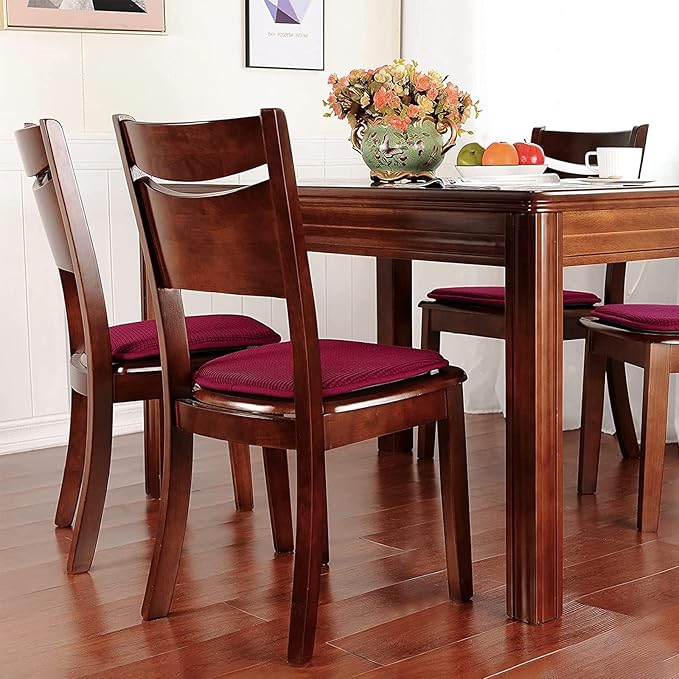 Shinnwa Kitchen Seat Cushions Set of 4, Non Slip Dining Chair Cushions, U-Shaped Indoor Chair Pads, 4 Pack, 15 x 16 Inches, Burgundy