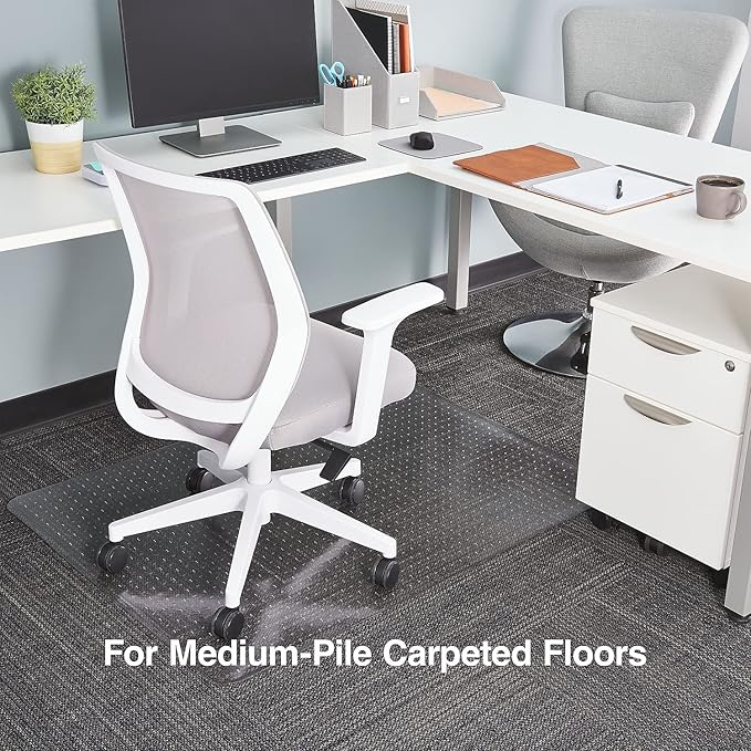 Staples Office Chair Mat, Clear Floor Mats, Medium-Pile Carpets, 48 x 36 Inch, Smooth Glide