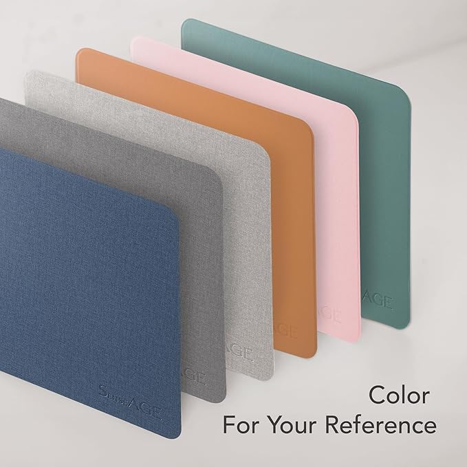 SenseAGE Slim Mouse Pad for Home/Office, Portable Mouse Mat for Computer & Laptop, Fabric Style Vegan Leather, Non-Slip Base, Compatible with Laser and Optical Mouse, 8.66” x 8.66” (Dark Green)
