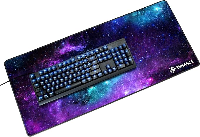 ENHANCE Extended Large Gaming Mouse Pad - XXL Mouse Mat (31.5" x 13.75") Anti-Fray Stitching for Professional Esports with Low-Friction Tracking Surface and Non-Slip Backing (Galaxy)