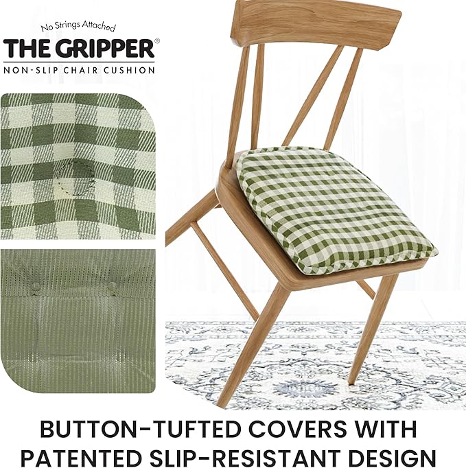 Non-Slip Chair Cushions, Assembled in USA, U-Shaped Skid-Proof Seat Pads for Dining Room, Kitchen, Office, 15"x16"