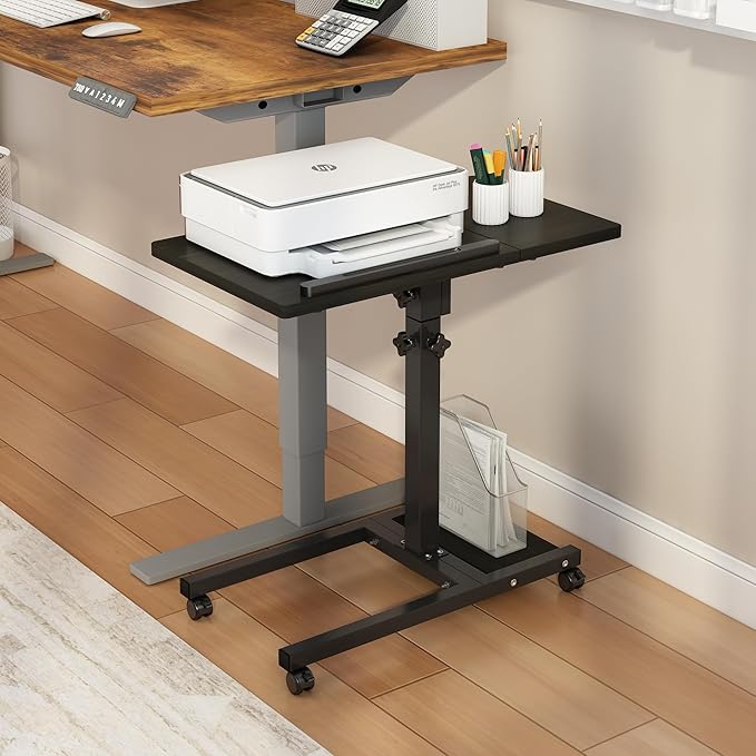 LINGMI Mobile Height Adjustable Laptop Desk with Mouse Pad, Portable Laptop Desk Rolling Tiltable Table with Small Side Table for Couch,Rolling Computer Stand