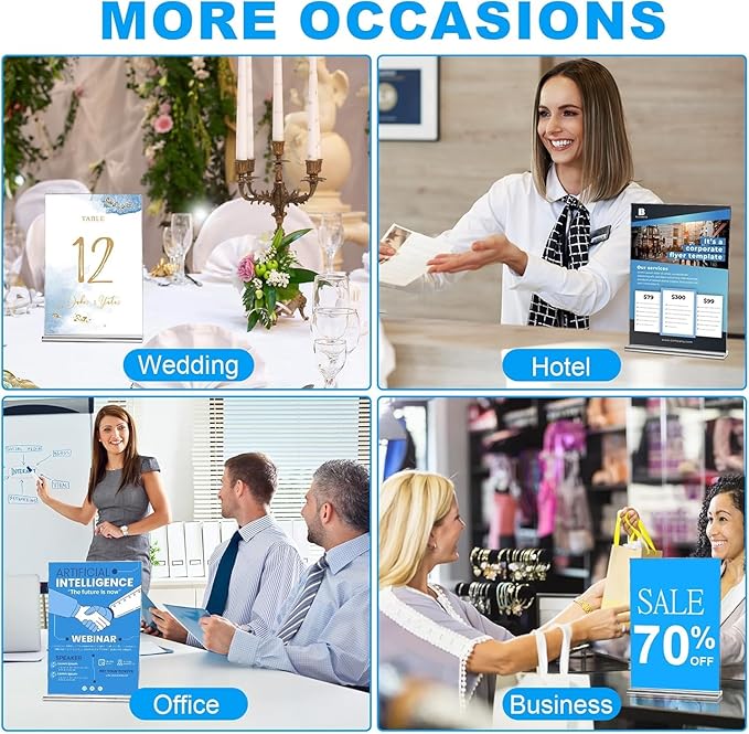 EHWINE 16 Pack Acrylic Sign Holders 5x7 Double-Sided Tabletop Display Stands for Menus Flyers & Signs, Clear Acrylic Picture Frame for Office Business Store & Events