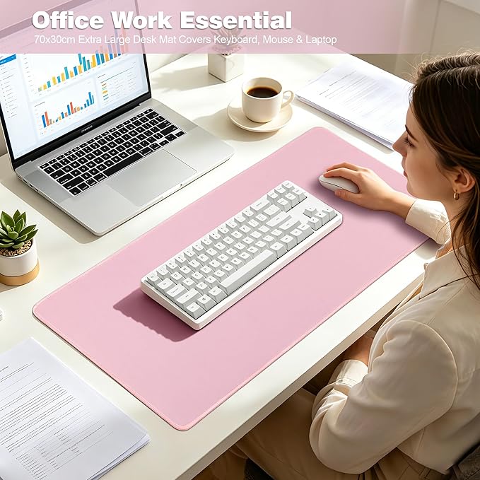 Large Gaming Mouse Pad with Stitched Edges,[27.5x11.8In] Extended Mouse Pad with Non-Slip Natural Rubber Base for Gamer/Desktop/Office/Home (70x30 Pinkus)