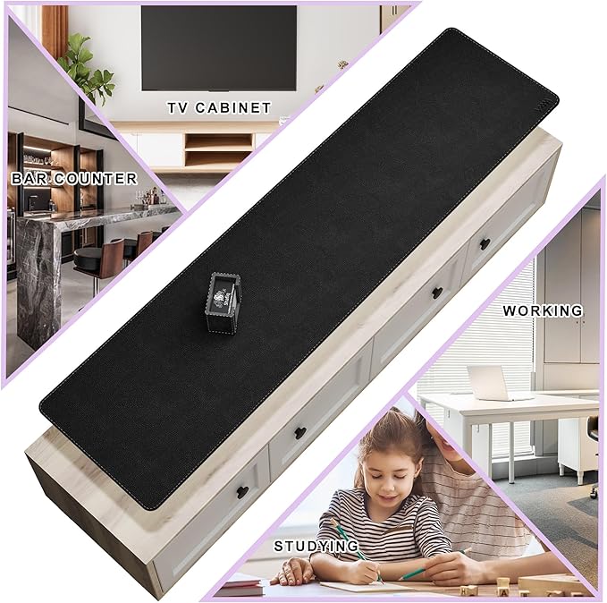Vyaaa 63"x15.7" PU Leather & Cork Large Desk Mat (Black) - XXL Extended Mouse pad, Reversible Desk Protector, Non-Slip Computer Desk pad for Office, Gaming, Home