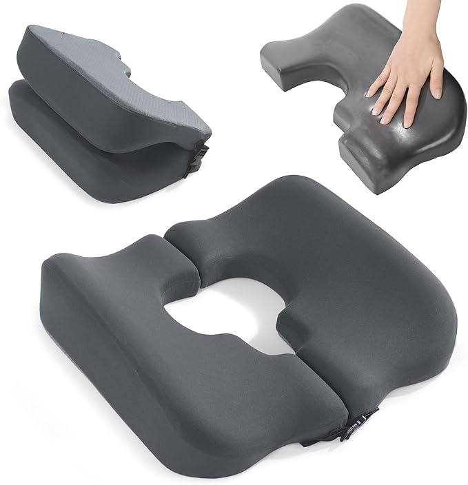 HOMBYS Memory Foam Bed Sore Cushions for Butt,Bedsore Pressure Relief Pillow for Sleeping and Sitting,Cushion for Bed Sores on Buttocks, T Shaped Opening Tailbone Pillow, Patent Pending(Dark Grey)