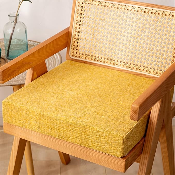 Reyox Square Non Slip Seat Cushion Thicken Chair Cushion for Recliners, Armchairs 3" Thick Yellow 18" x 18"