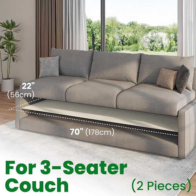 ECOHomes Couch Cushion Grip Pad, Couch Cushion Non Slip Pads Keep Sofa Cushions from Sliding - Anti Slip Sofa & Patio Grips Mattress Gripper Stopper Stop Slide & Prevent Sliding (3 Seater [2PCs Pack])