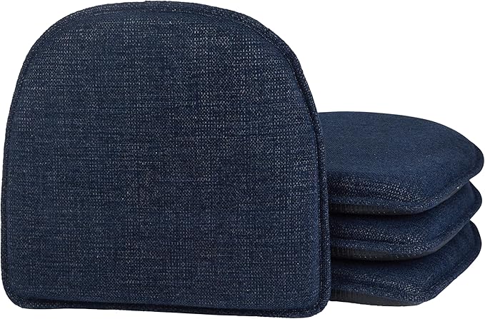 Klear Vu Raindrop The Gripper Non Slip Chair Cushions, Soft & Comfortable Seat Pad, Sitting Pillow for Kitchen, Dining or Office, 4 Count (Pack of 1), Blue