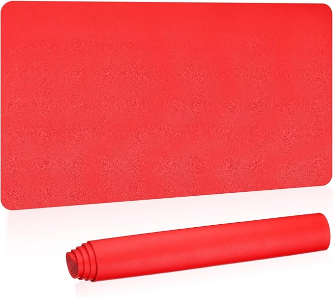Patikil Non-Slip Waterproof PU Leather Desk Pad, 35x17in, Dual Sided for Office/Home, Red