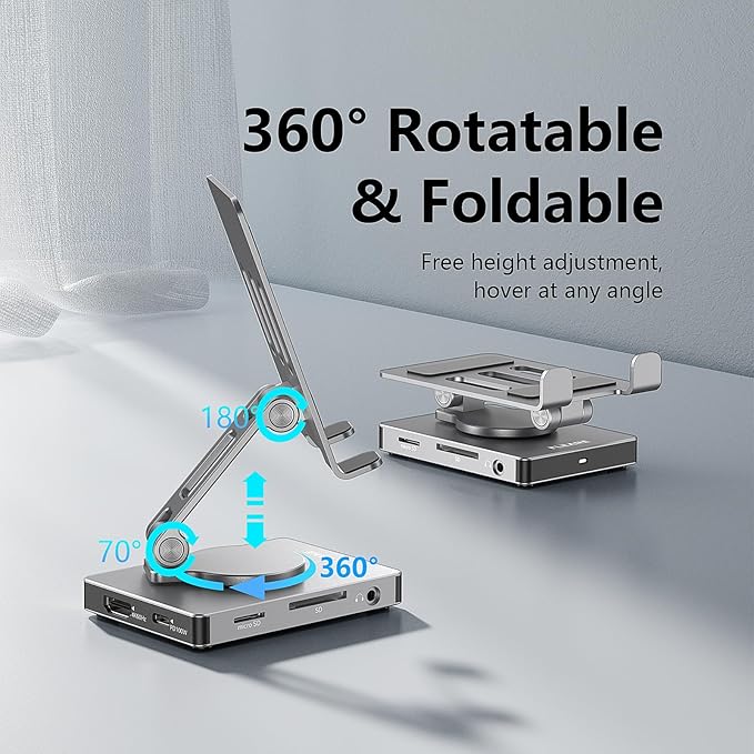 Phone USB C Hub Stand, Adapter for iPhone 15 16 Pro Max Switch Docking Station 4K 60Hz HDMI, SD/TF Card Reader, 3 USB 3.0, 3.5mm Audio, PD100W Charge (ST803)