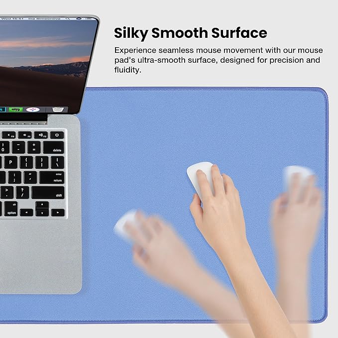 ALOANES Waterproof Mouse Pad, XXXL Gaming Keyboard Pad with Anti-Slip Base, Grain Jacquard Surface, Extend Desk pad for Gamer, Office & Home, Blue Mousepad 35.4"x 15.7"x 0.12"
