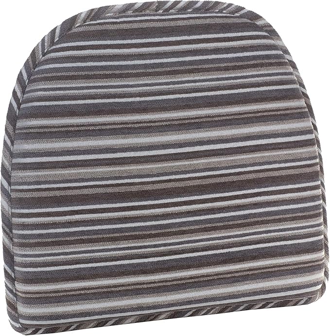 Klear Vu Raindrop The Gripper Non Slip Chair Cushions, Soft & Comfortable Seat Pad, Sitting Pillow for Kitchen, Dining or Office, 6 Count (Pack of 1), Driftwood Stripe