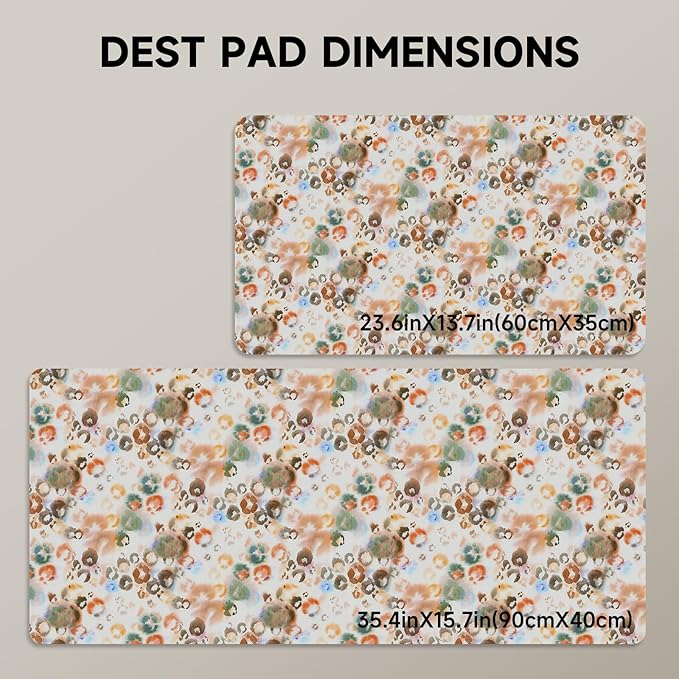 AUPET Leather Large Mouse Pad Desk Blotters – 35 x 17in Cute Desk Mat with PU Surface, Non-Slip Desk Pad Protector,Waterproof Desk Writing Pad for Office Home (Watercolor Leopard Style)