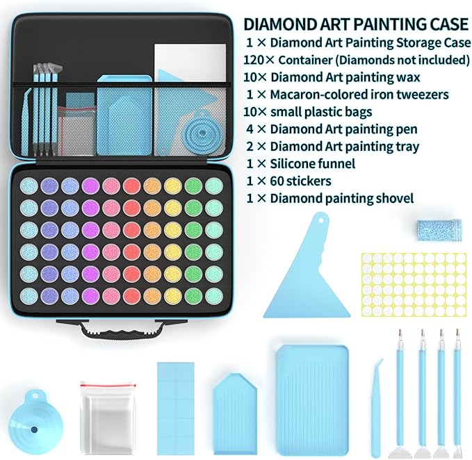 Diamond Painting Storage Containers Kits, Thickened Waterproof Portable Bead Storage Boxes for Diamond Painting Accessories and Tools, 120 Round Bottles