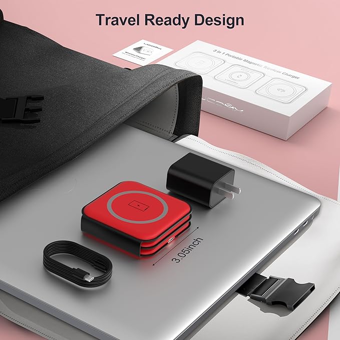 3 in 1 Charging Station for Multple Devices,Foldable 3 in 1 Wireless Charger for Travel,Nano Wireless Charging Station for iPhone16 15 14 13 12 Pro Max/Watch 10 9 8 7 6 5 4 3 Ultra/AirPod Pro