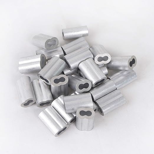 Wire Rope Sleeve, for Wire Rope Dia. 3/16", Aluminum Alloy, PK 25