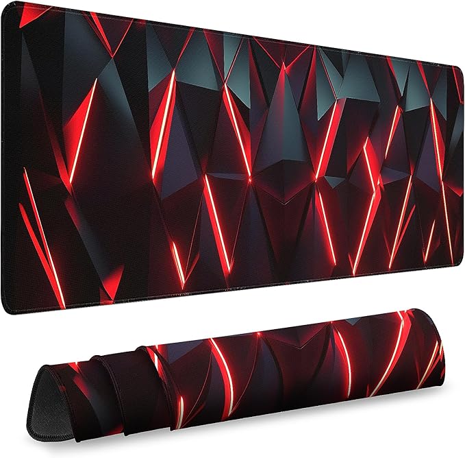 Gaming Mouse Pad - (31.5"×11.8") Honeycomb Large Mouse Pads for Desk - Desk Mat for Keyboard and Mouse with Non-Slip Base, Desks Pad Matfor Game/Office & Home (Black Wine Red)