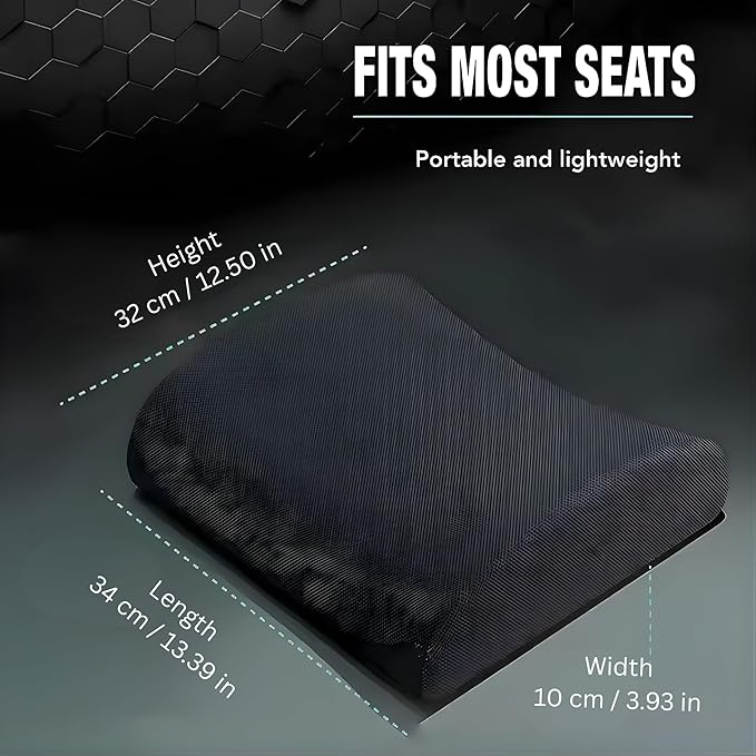 Lumbar Support Cushion for Office Chair & Car — Memory Foam Back Pillow for Lower Back Comfort | Ergonomic Lumbar Pillow for Posture Support | Adjustable Strap | Breathable Washable Cover