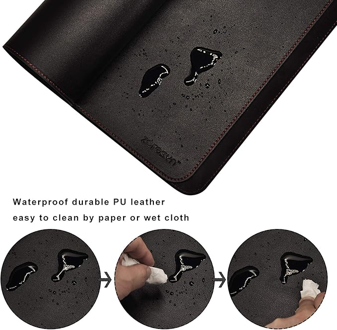 ZORESYN PU Leather Desk Pad (55.1"x15.8") - Waterproof Office Desk Mat for Keyboard and Mouse - Black Extended Mouse Pad with Nonslip Base