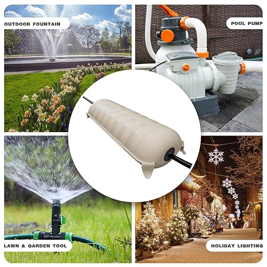Flemoon Outdoor Extension Cord Safety Cover with Waterproof Protector Seal, Weatherproof Electrical Connection Box, Almond