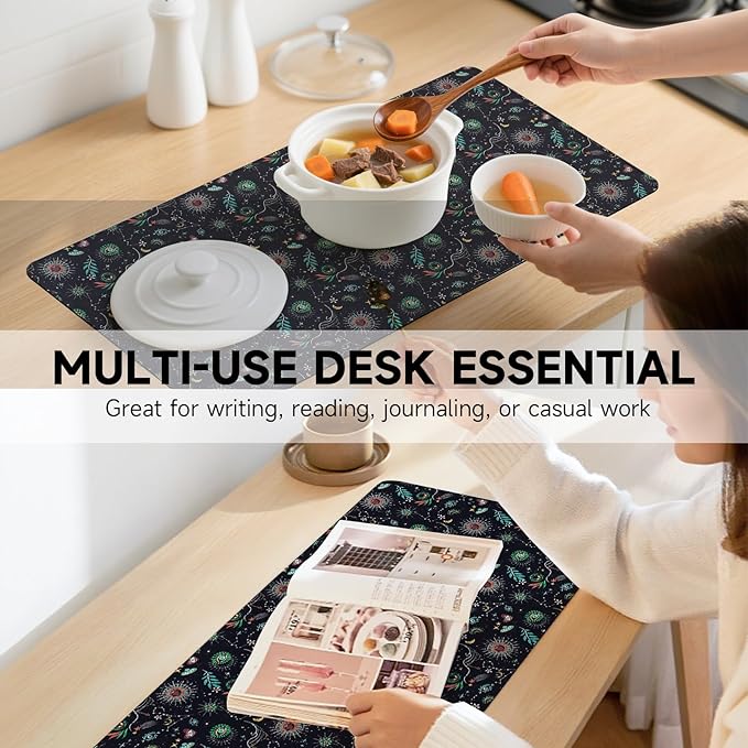 AUPET Leather Large Mouse Pad Desk Blotters – 35 x 17in Cute Desk Mat with PU Surface, Non-Slip Desk Pad Protector,Waterproof Desk Writing Pad for Office Home (Mystical Cosmic)