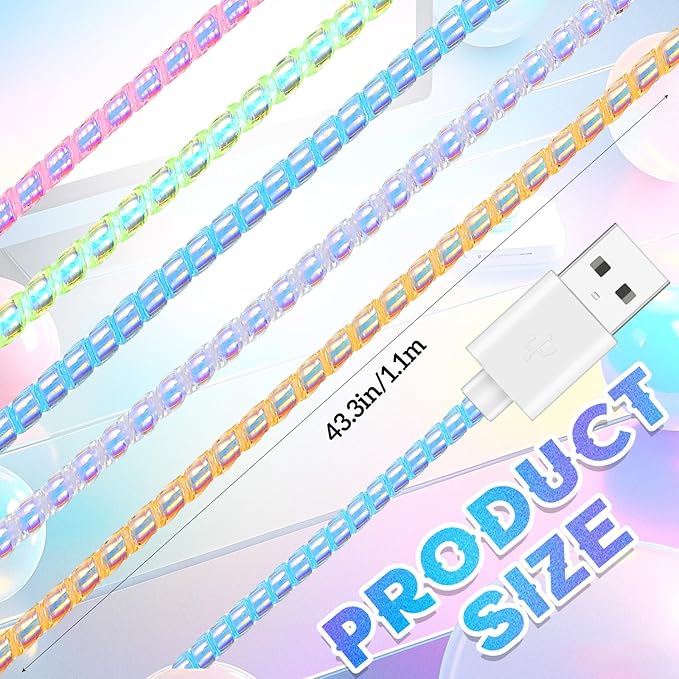 Frienda 10 Pcs Cord Protectors from Pets No Chew Spiral Cable Protector 43.3'' Phone Charger Cover Data Cable Protective Sleeve Chew Proof USB Wire Cover Stylish for Cat Dog Rabbit (Flash Color)
