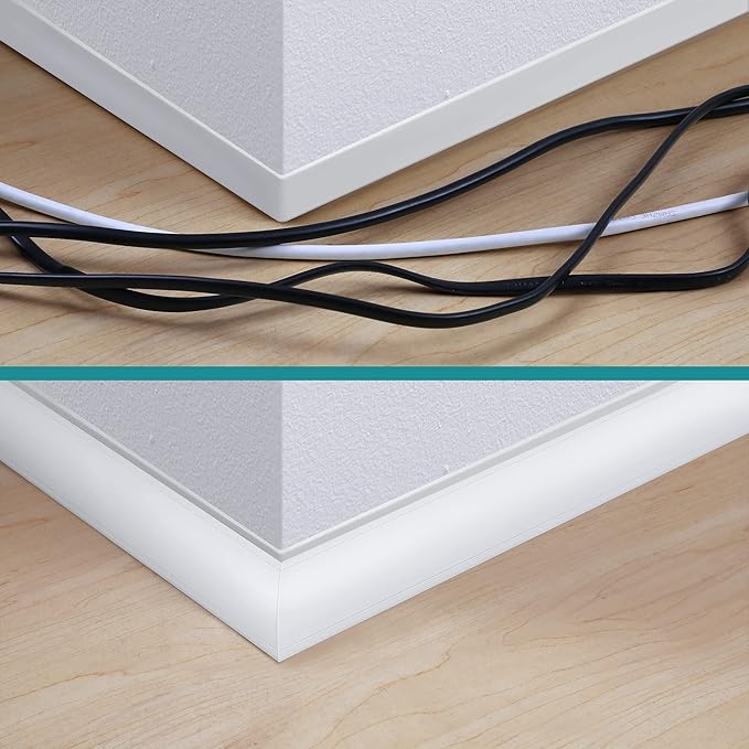 Corner Cable Concealer, 85-inch Cord Cover, Large Capacity Corner Duct, Paintable Cable Management Channel for Floor Baseboard, Ceiling, Wall - 5 X L 17in