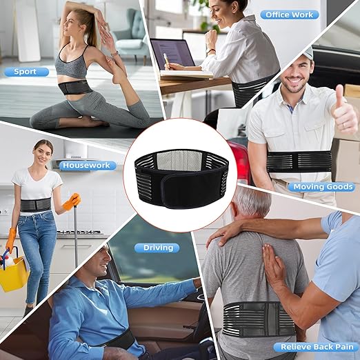 Back Brace for Lower Back Pain Relief, Lumbar Support Belt for Work for Men&Women with Magnet, 4 Reinforced Stays, Self Heating Adjustable Back Support for Sciatica,Herniated Disc,Scoliosis (Small)