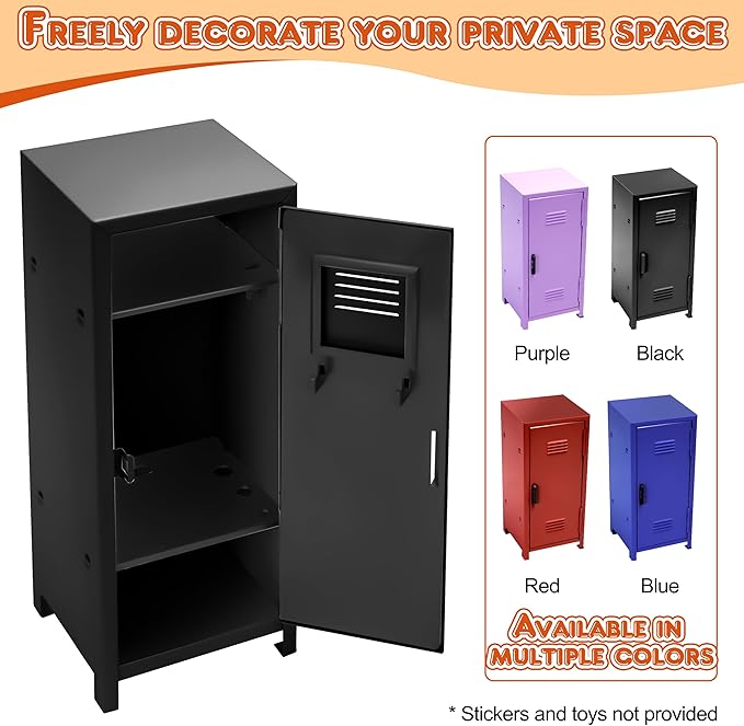 PACOLO Mini Locker, Metal Small Locker for Desktop, Girls Lockbox Desktop Storage Organizer, Money Safe and Cash Lock Box for Girls Safe (Black)