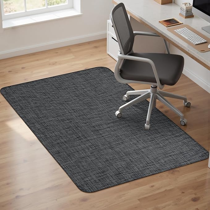 Sycoodeal Office Chair Mat for Hardwood & Tile Floor, 40" x 48" Computer Gaming Chair Mat for Rolling Chairs Non-Curve, Anti-Slip, Heavy Duty Floor Protector for Home Office (Dark Black)