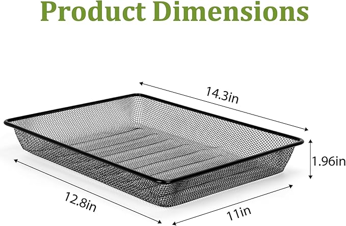 Office Metal Mesh Basket for Desk, Single Paper Tray Organizer, Turn in Trays Classroom, Flat Mail Letter Storage Basket for Office Home Drawers School, Black (5 Pack)