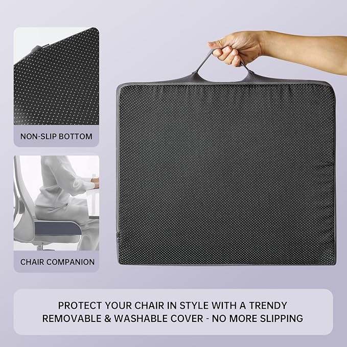 Gel-Infused Memory Foam Wheelchair Cushions, 3-Layer Breathable Pad for Recliner, Office Chair,Desk& Car Seat, Support for Coccyx & Sciatica Relief. Non-Slip 18‘’x16''x4''(Grey)