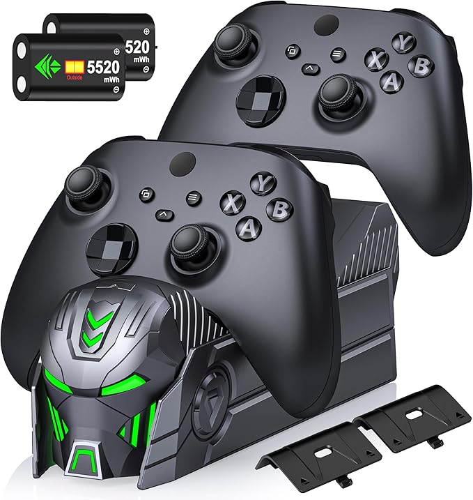 CYOYPPY Upgraded Controller Charger Station Compatible with Xbox One/Xbox Series X|S Controller with Rechargeable Battery Packs (Grey) Xbox 360 Batterie