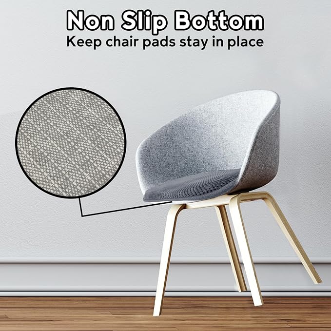 Grey Kitchen Dining Chairs Cushions Set of 4 Non Slip Foam Patio Seat Cushions Washable Soft Thick Pads Large Wooden Metal Tapered Chair Cushions,17" x 15"