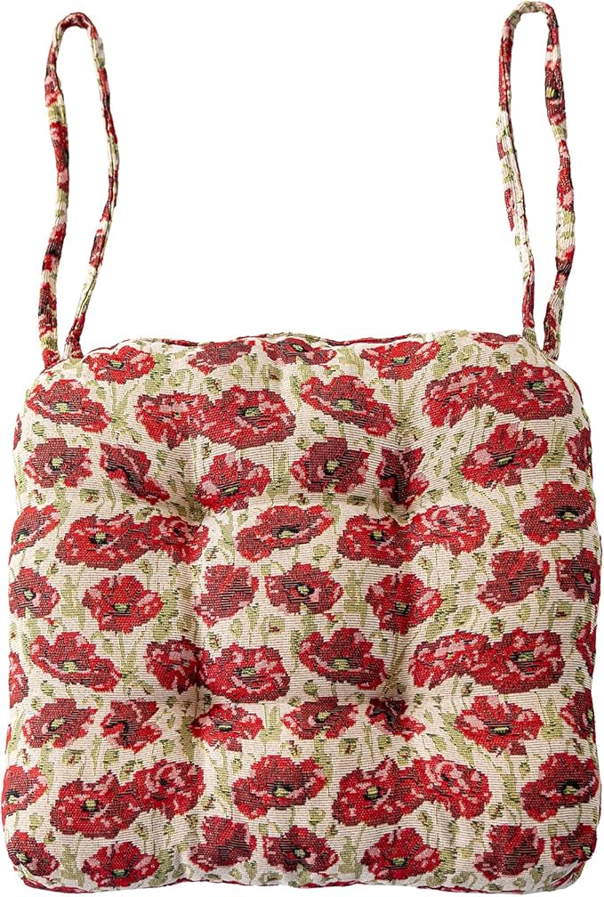 vctops Farmhouse Floral Print Chair Cushions with Ties U-Shaped Soft Comfortable Chair Pads Non Slip Seat Cushions for Indoor Dining Room and Kitchen Chairs (Flower A,16"x16")