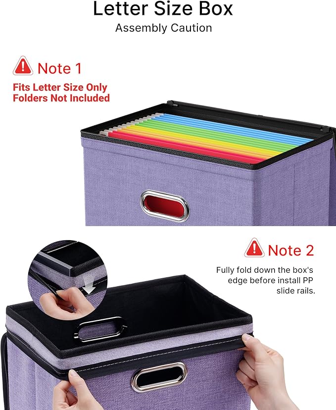 Oterri File Organizer Boxes with Lids, File Box with Mesh Pockets, Document Organizer Box for Letter Size Folders, Zippers Important Document Organizer (Light Purple, Small-1 Pack Without Folders)