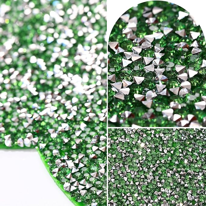 Green Placemat, Sparkle Glitter Rhinestones Table Mat Crushed Diamond Shamrock Table Placemat 16inch for St. Patrick's Day Home Kitchen Dinning Decorations