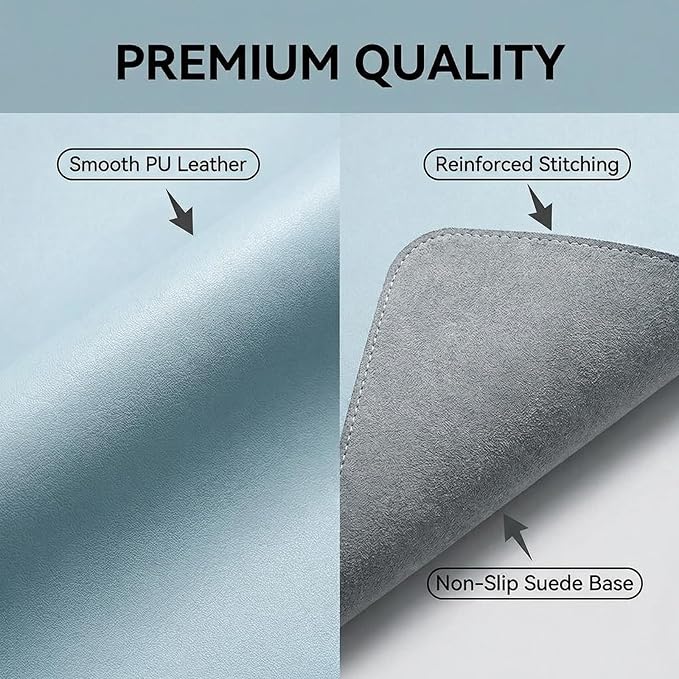 Desk pad mat,Mouse Pad,Office Desk Mat, Non-Slip PU Leather Desk Blotter,Desk pad,Waterproof Keyboard mat for Office/Home/Decor (Blue,9.85'' x 16.15'')
