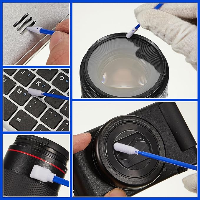 500 Pack Foam Tip Cleaning Swab Kit 5 Types Multi Purpose Swabs Cleanroom Sponge Stick Lint Free Foam Tip Swab for Printer Optics Lens Camera Arts and Crafts Automotive Detailing