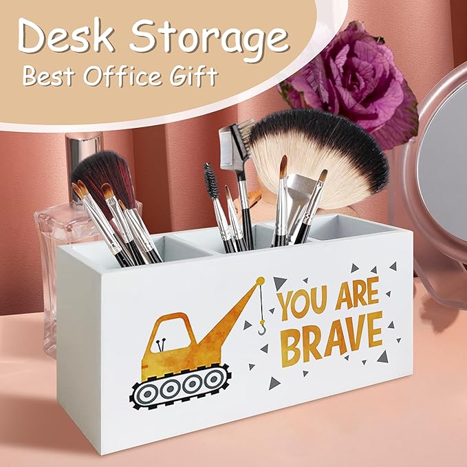 Inspirational Truck Pen Pencil Holder for School Counselor Office Classroom Desk, You Are Brave Motivational Pen Pencil Holder Organizer for Therapy Kids Room, Inspirational Office Decor