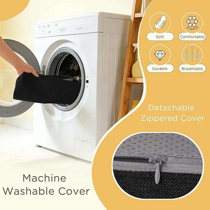 Recliner Cushions for Elderly Square Chair Pads with Non-Slip Bottom for Couch Armchairs Booster Comfy 20"x20"x3.8" Recliner Cushion for Long Sitting with Washable Cover 1 Pack Black