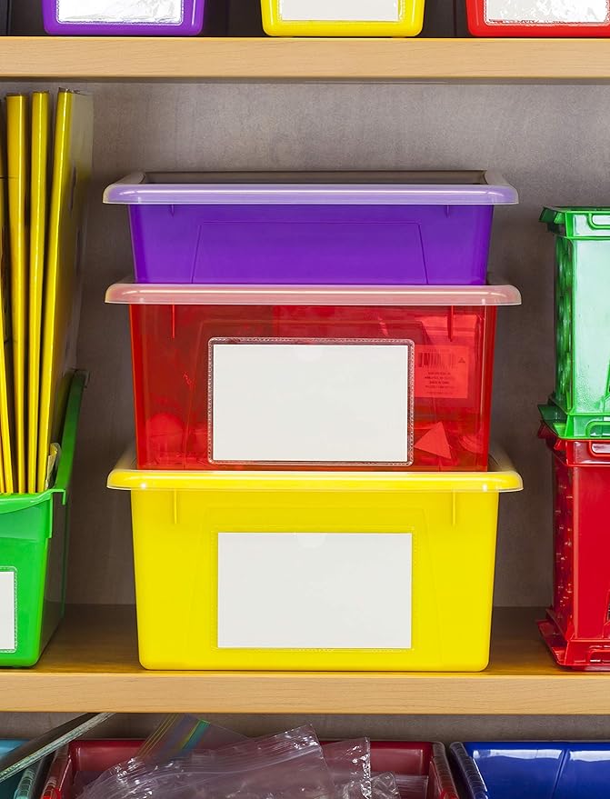 Storex Letter Size Flat Storage Tray – Organizer Bin for Classroom, Office and Home, Violet, 5-Pack (62521A05C), 10 x 13 x 3 Inches