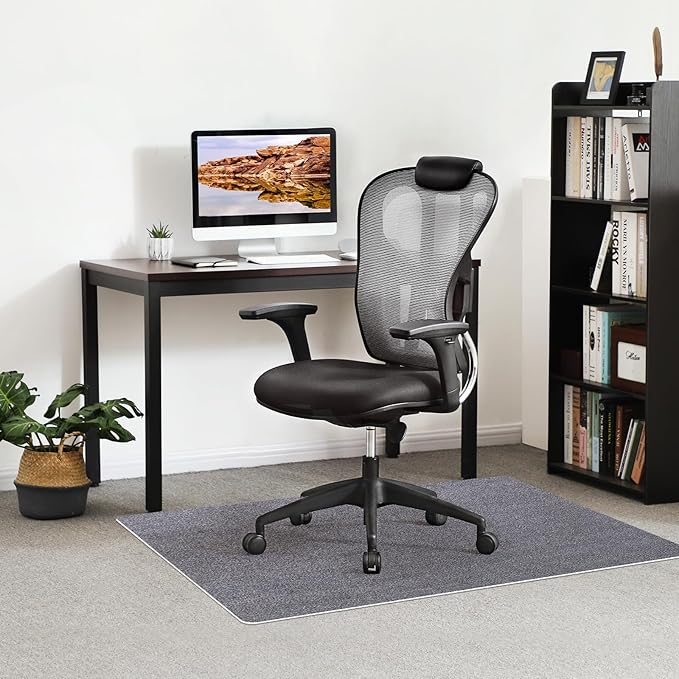 Office Chair Mat - for Hardwood Floors, Large Non-Slip Easy-Clean Floor Protection Blanket (Grey, “48 x 36in”).