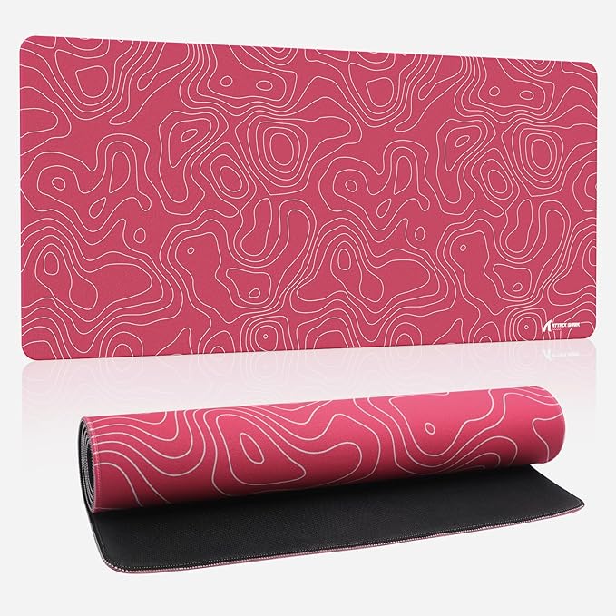 ATTACK SHARK CM02Pro Gaming Mouse Pad for Esports Speed Large Mouse mats for Desk Waterproof Surface Stitched Edges and Anti-Slip Rubber Base Size XXL Laminate 35.43” x 15.75” x 0.16” Pink Contour