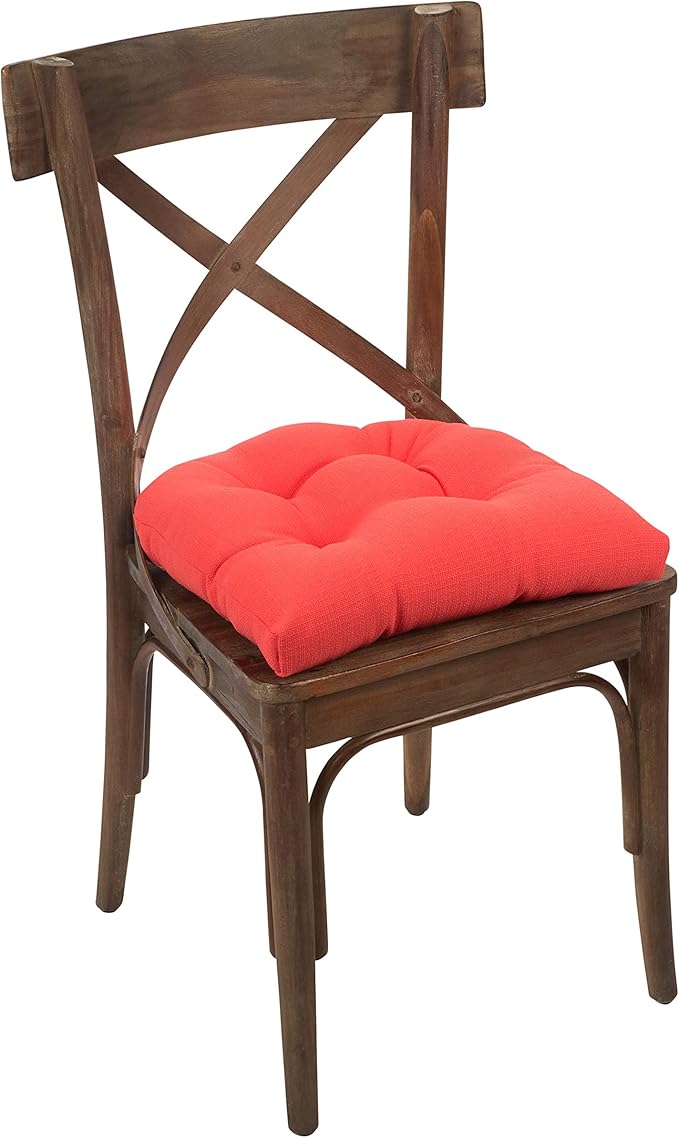 Klear Vu Gripper Overstuffed Universal Non-Slip Dining Chair Cushions for Kitchen Decor or Office Use, U-Shaped Skid-Proof Seat Pad, 15x15 Inches, 4 Count (Pack of 1), Solid Coral