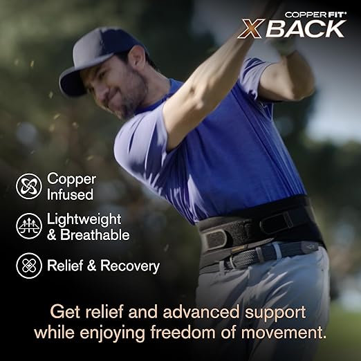 Copper Fit X-Back Brace for Lower Back Pain, Lumbar Support, Herniated Disc, Sciatica, Arthritis – Adjustable, Breathable Design - for Men and Women (2XL/3XL)