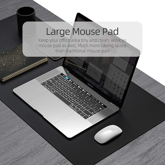 YSAGI Dual-Sided Desk Pad Protector, Desk Mat with Non-Slip - Waterproof PU Leather Office Desk Blotter for Mouse, Keyboard, Writing,31.5" x 15.7", Black