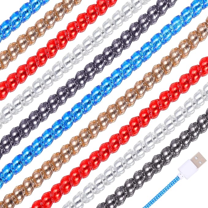 Frienda 10 Pcs Cord Protectors from Pets No Chew Spiral Cable Protector 43.3'' Phone Charger Cover Data Cable Protective Sleeve Chew Proof USB Wire Cover Stylish for Cat Dog Rabbit (Cool Colors)